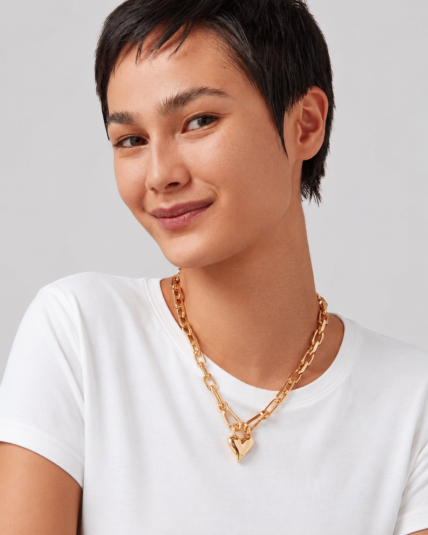 Padlock Heart Pendant Necklace - Gold | JENNY BIRD Canada