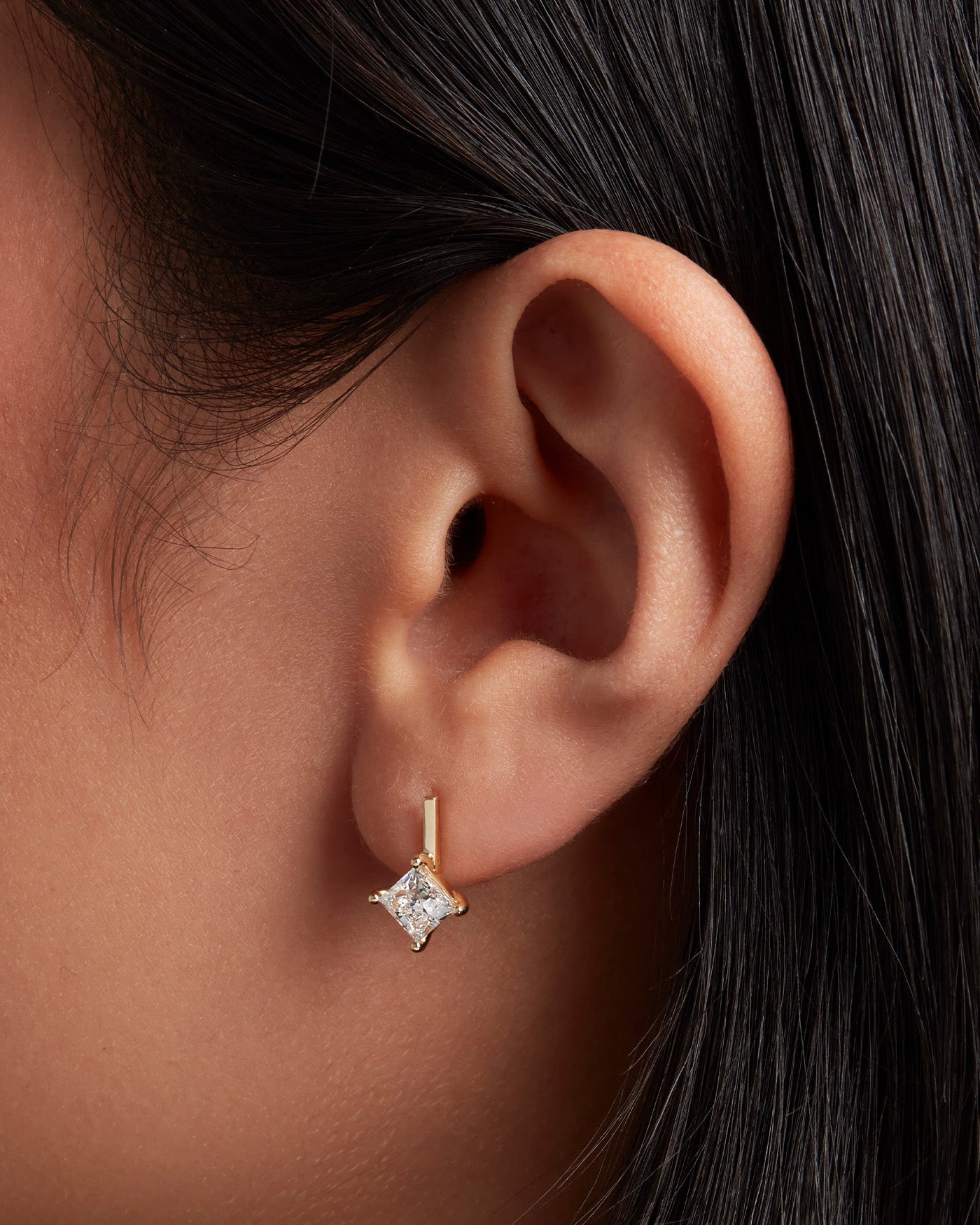 14K Princess Cut Diamond Drop Earrings