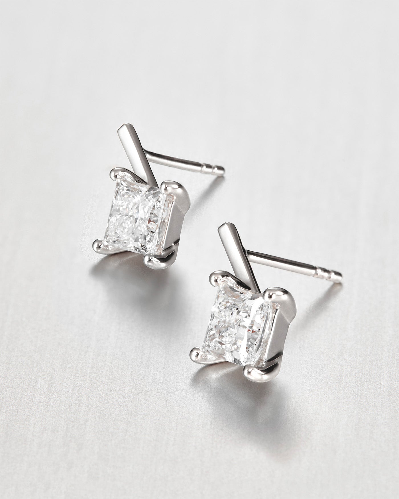 14K Princess Cut Diamond Drop Earrings