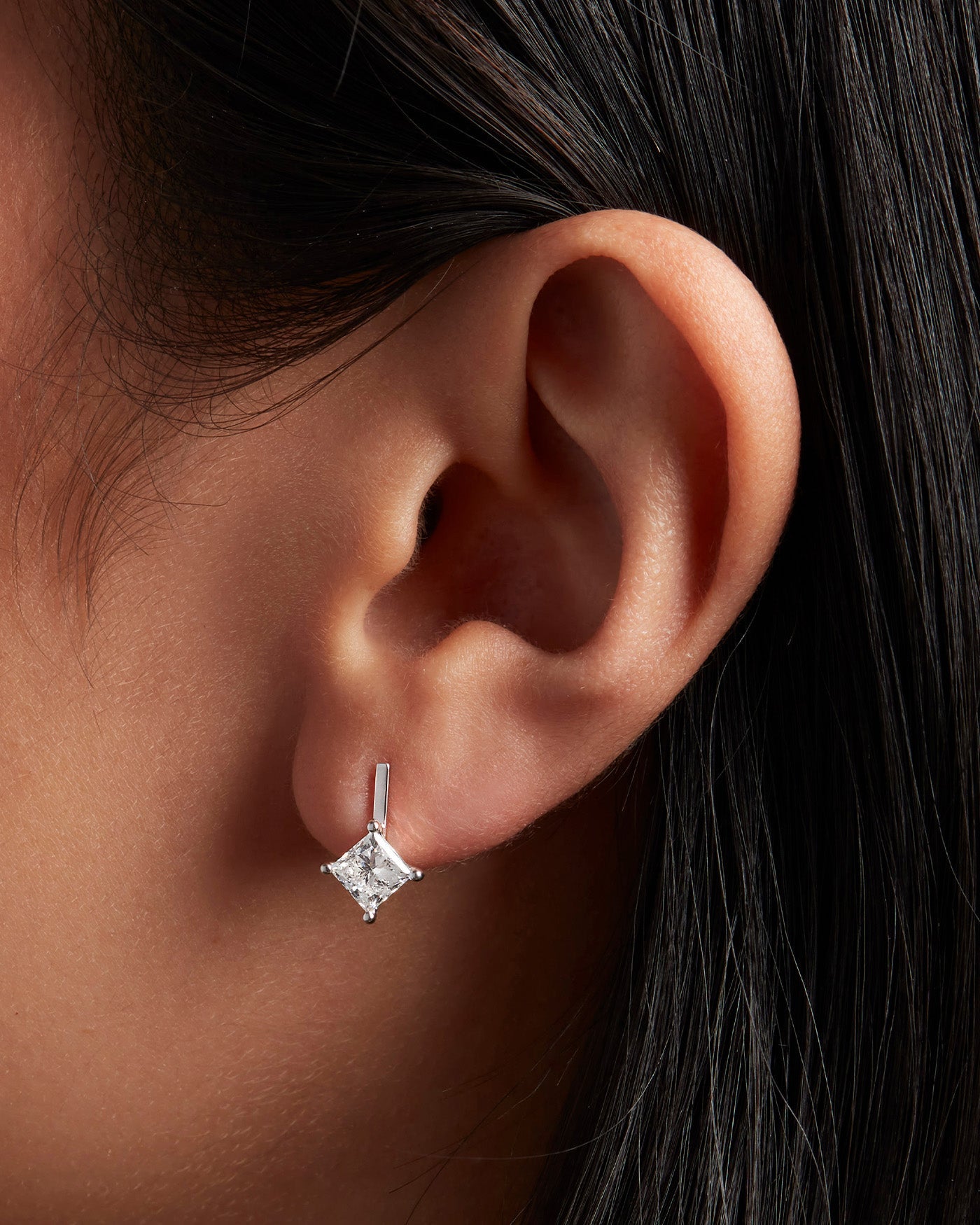 14K Princess Cut Diamond Drop Earrings