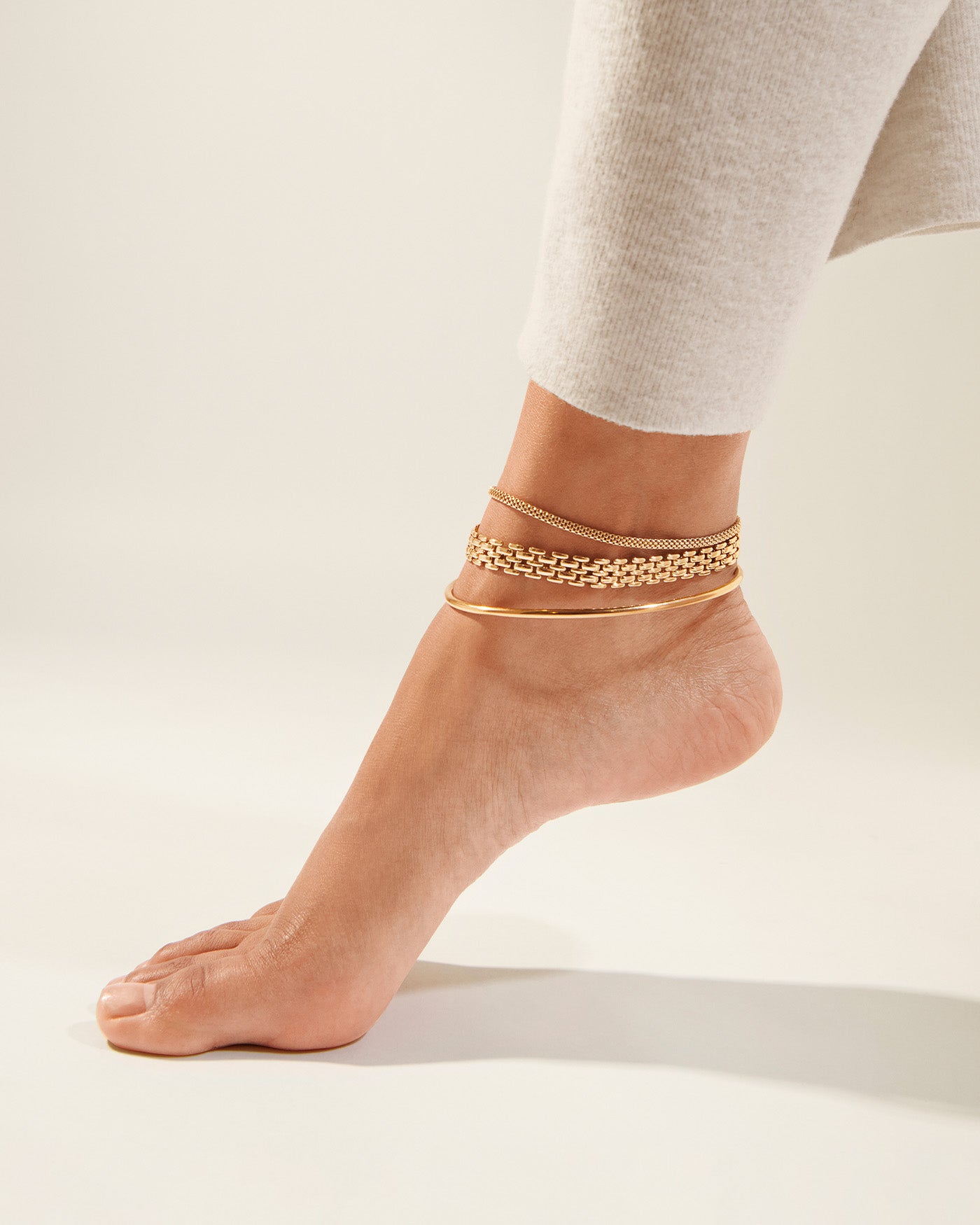 The Textured Anklet Stack