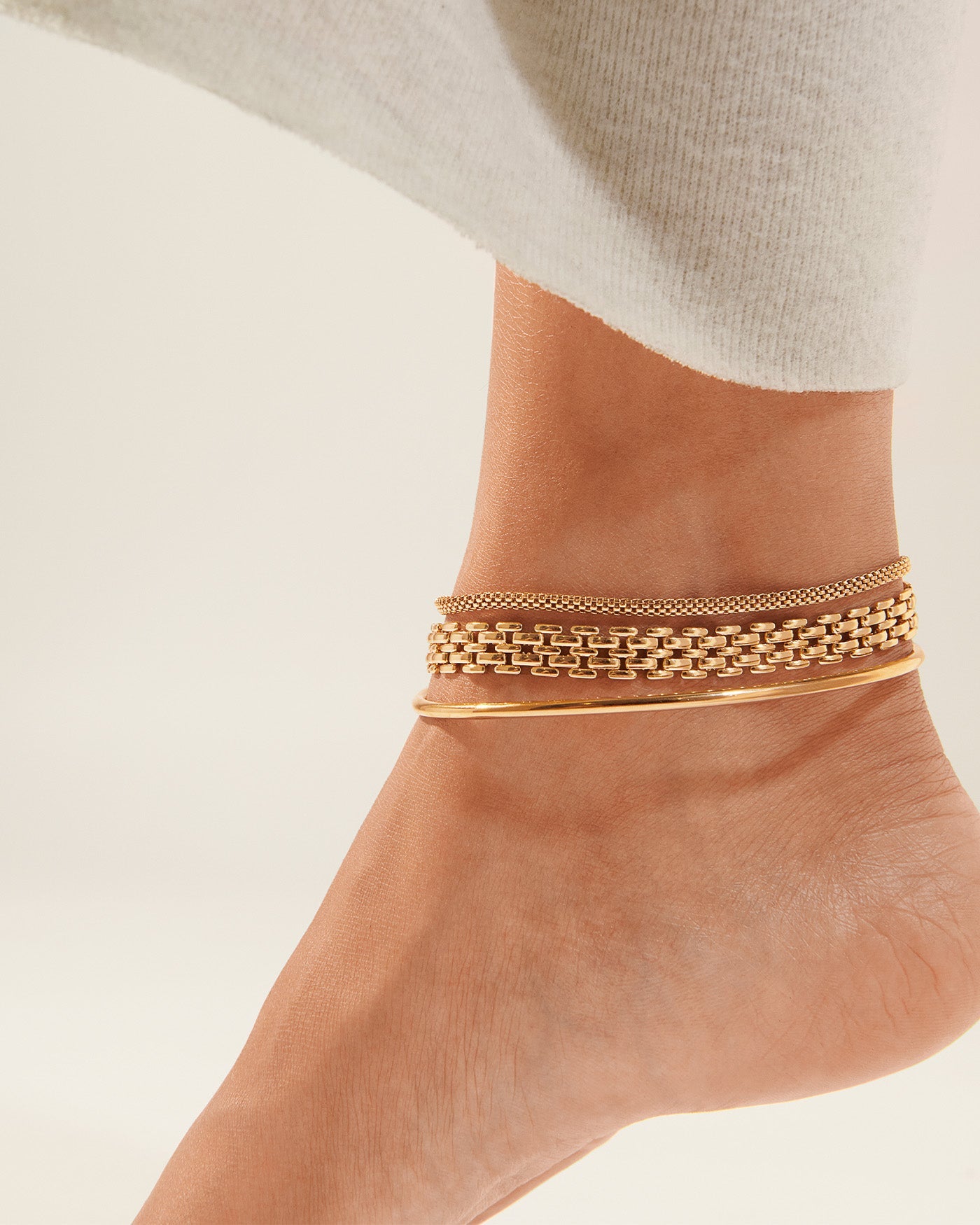 The Textured Anklet Stack